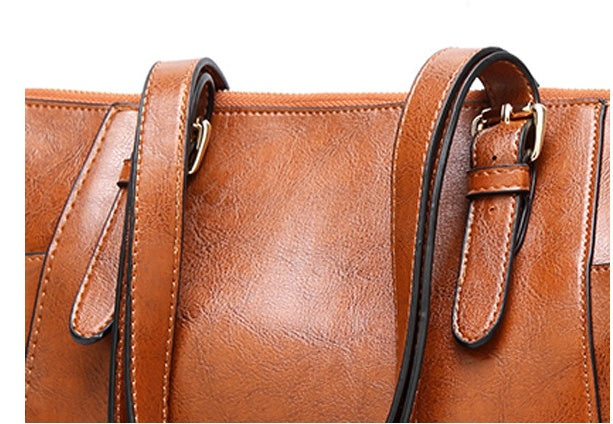 ShineCraft – Elegant Waxed Leather Tote Bag
