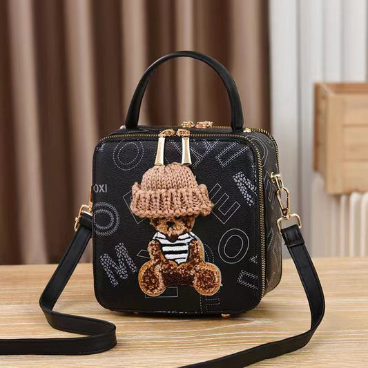 Cute Bear-Shaped Box Shoulder Bag"
