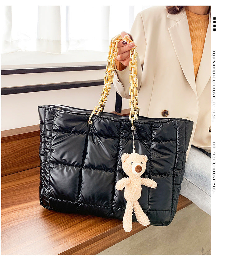 BoldLuxe – Thick Chain Leather Tote for Women