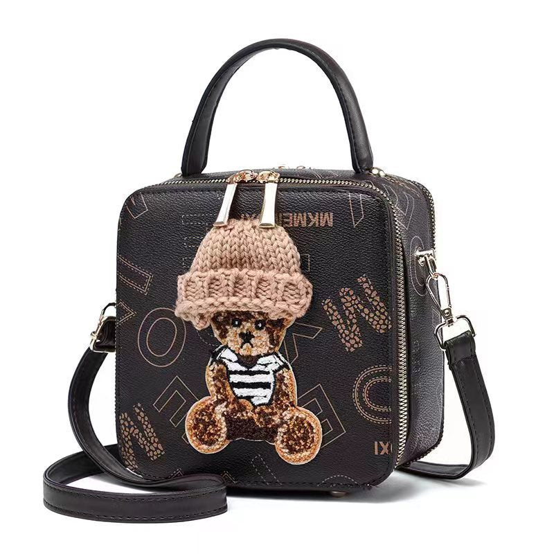 Cute Bear-Shaped Box Shoulder Bag"