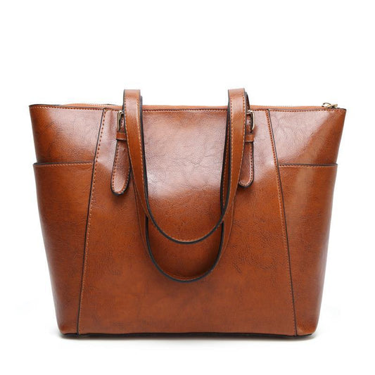 ShineCraft – Elegant Waxed Leather Tote Bag