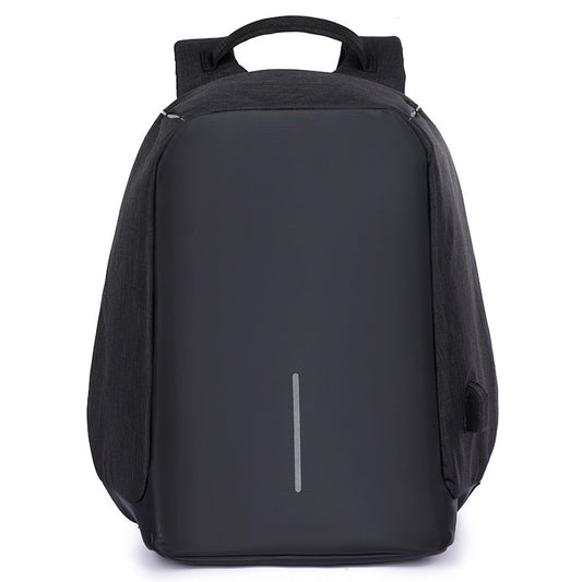 Black backpack on a white background