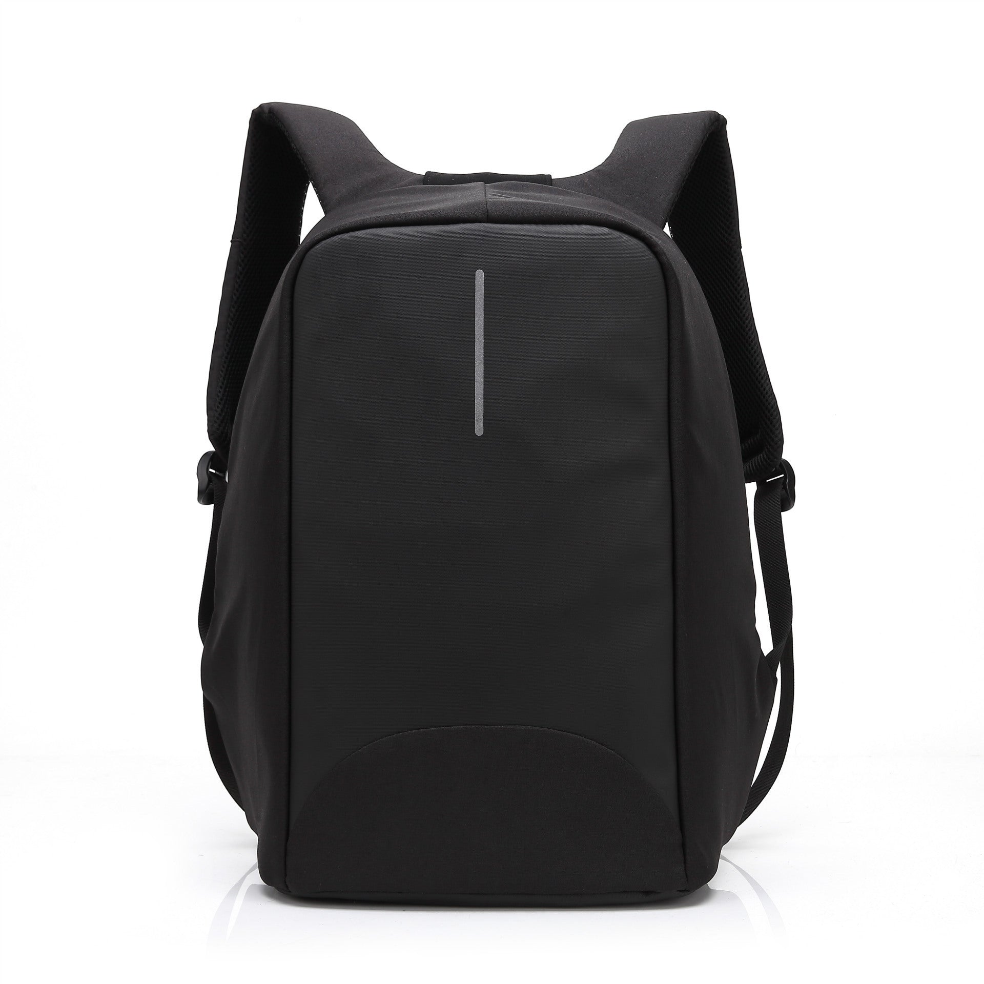 Black backpack on a white background