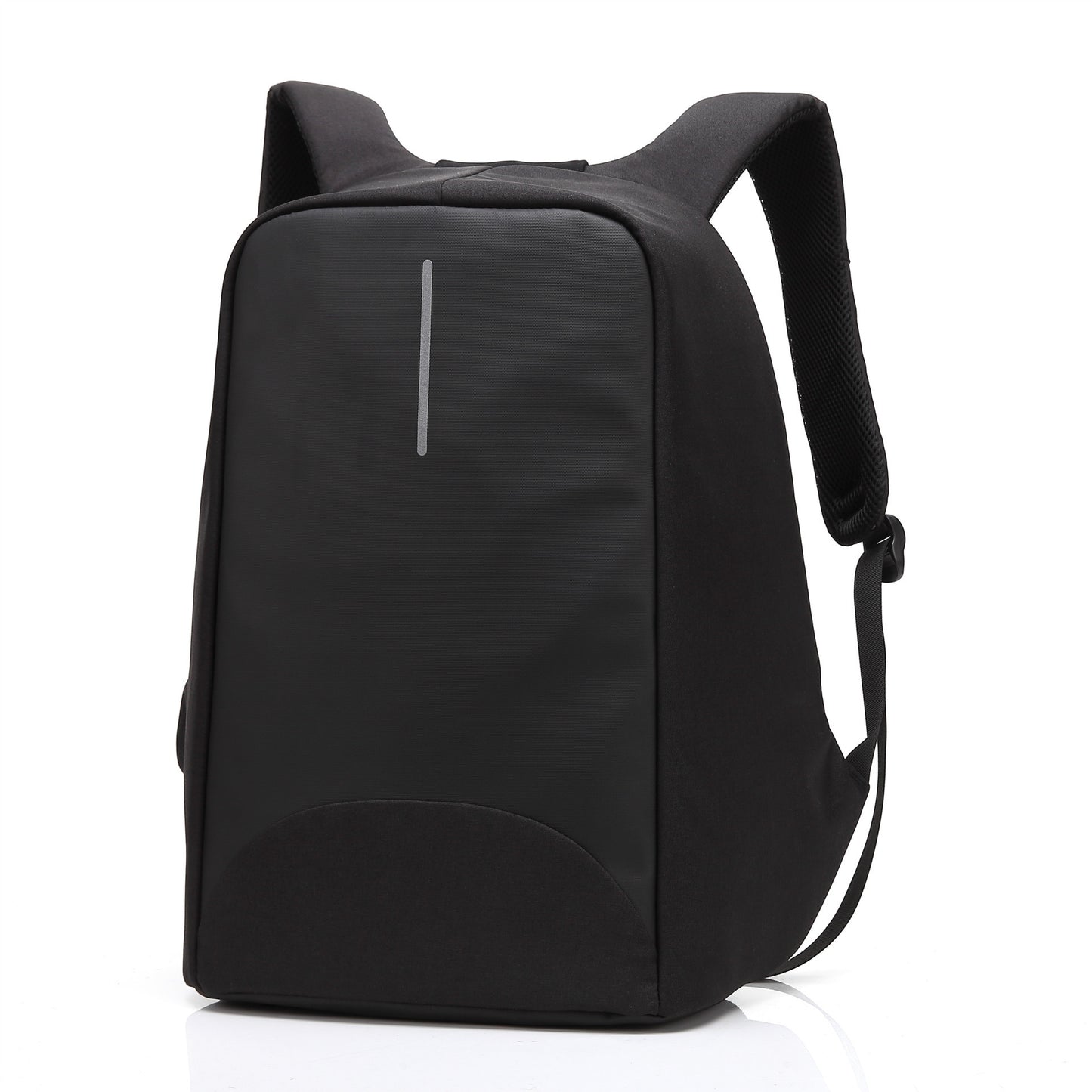 Black backpack on a white background