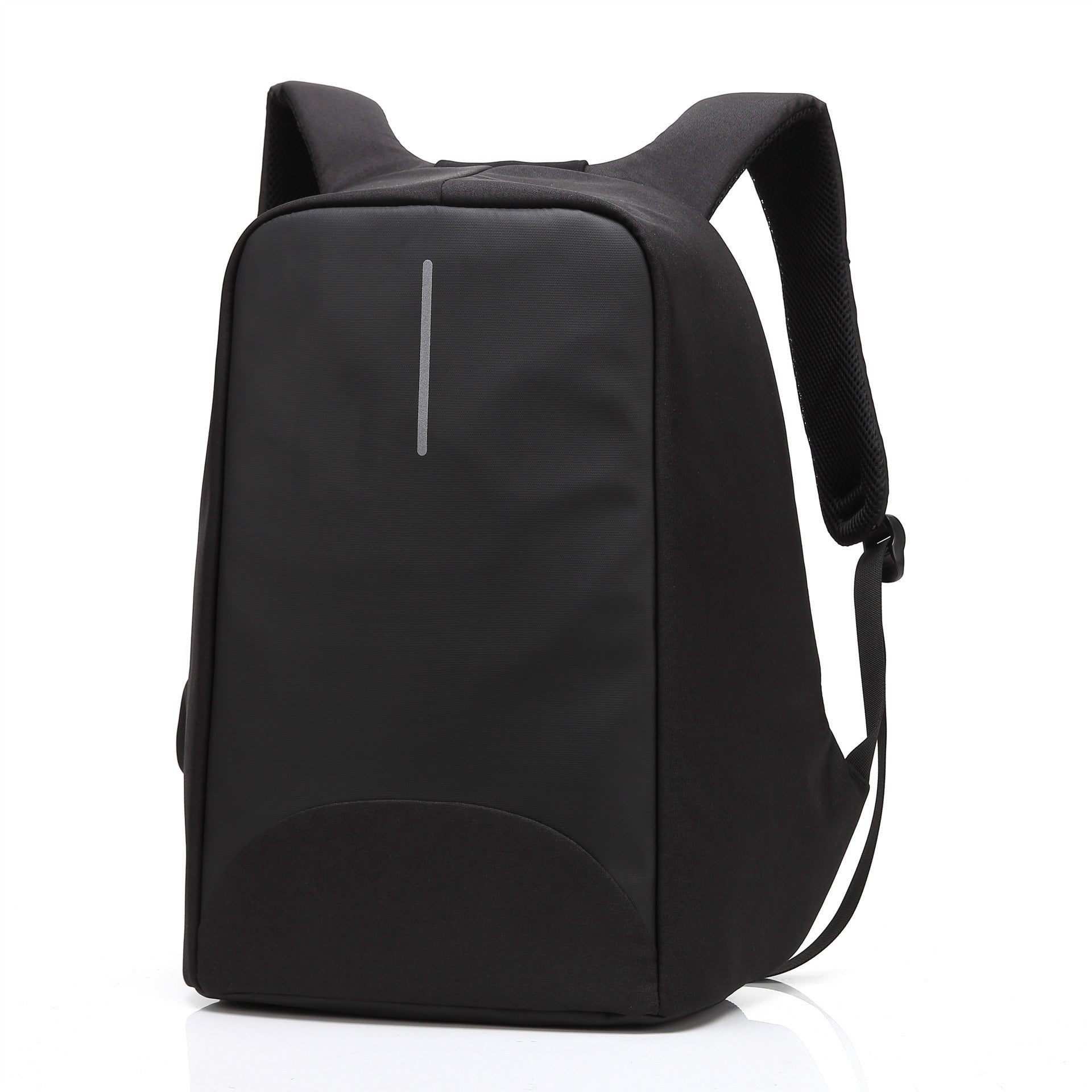 Black backpack on a white background