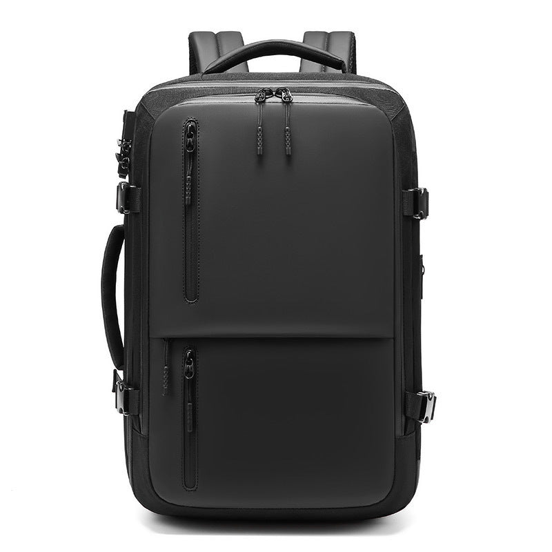 Black backpack on a white background