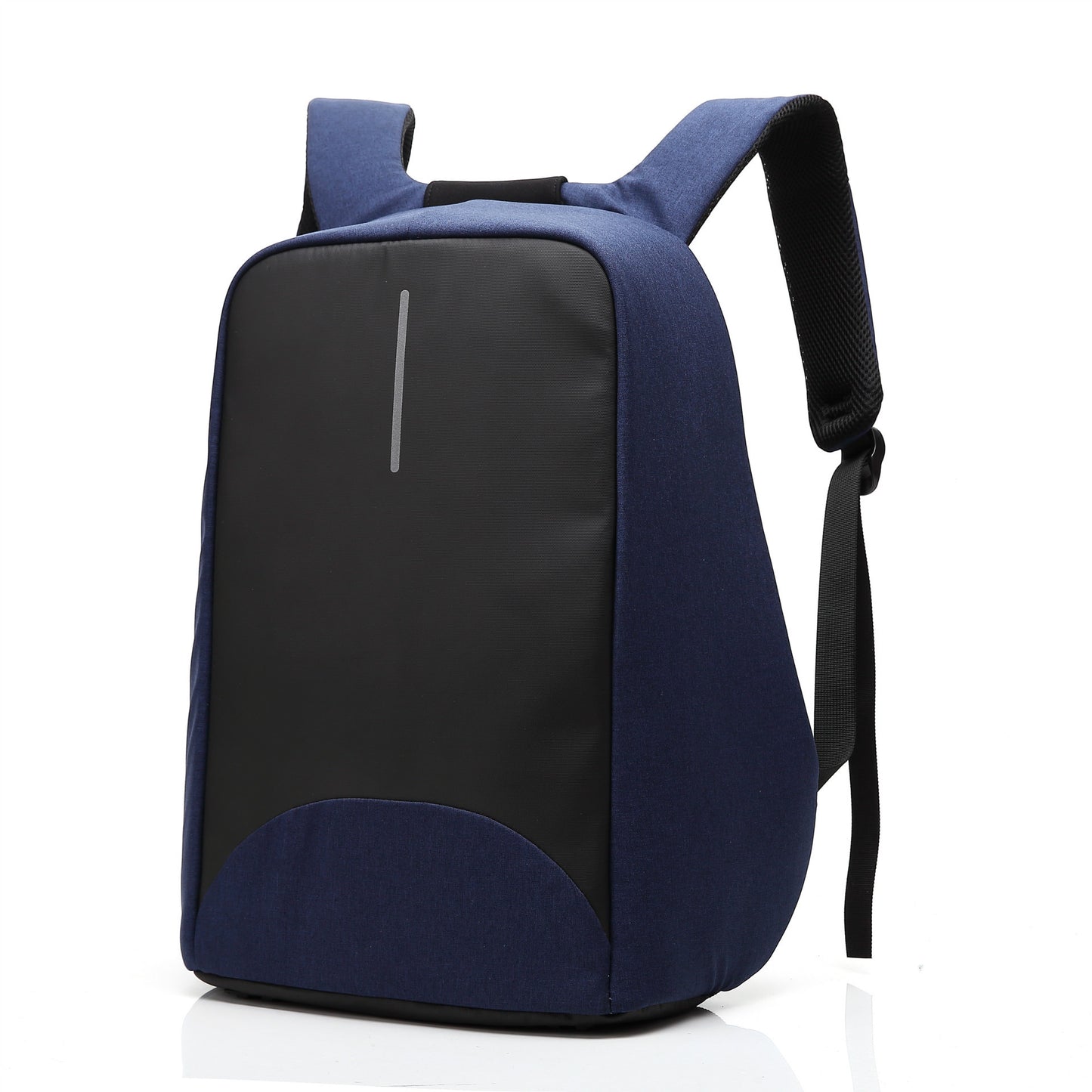 Blue and black backpack on a white background