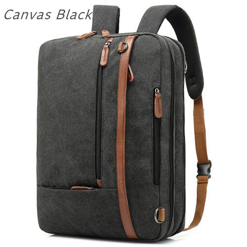 Gray backpack with brown straps on a white background