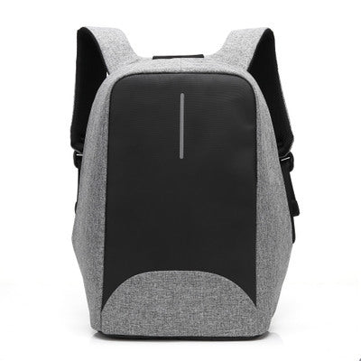Gray and black backpack on a white background