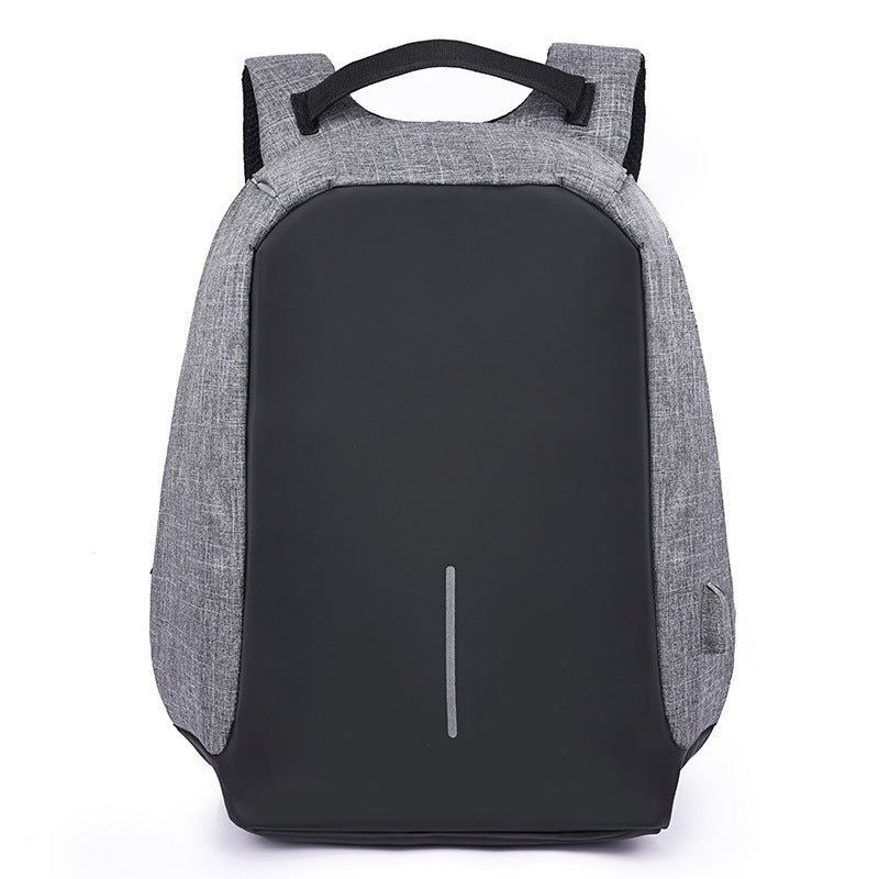 Gray and black backpack on a white background