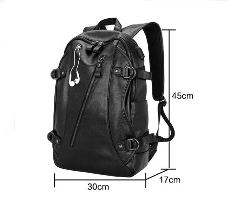 Black backpack with measurements on a white background