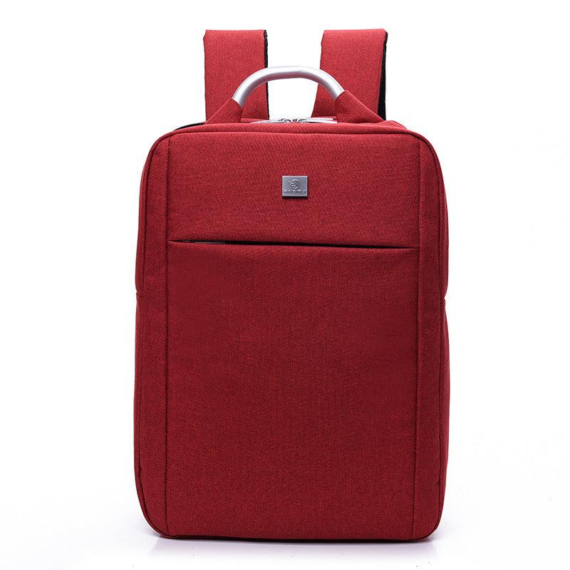 Red backpack with a visible brand logo on a white background