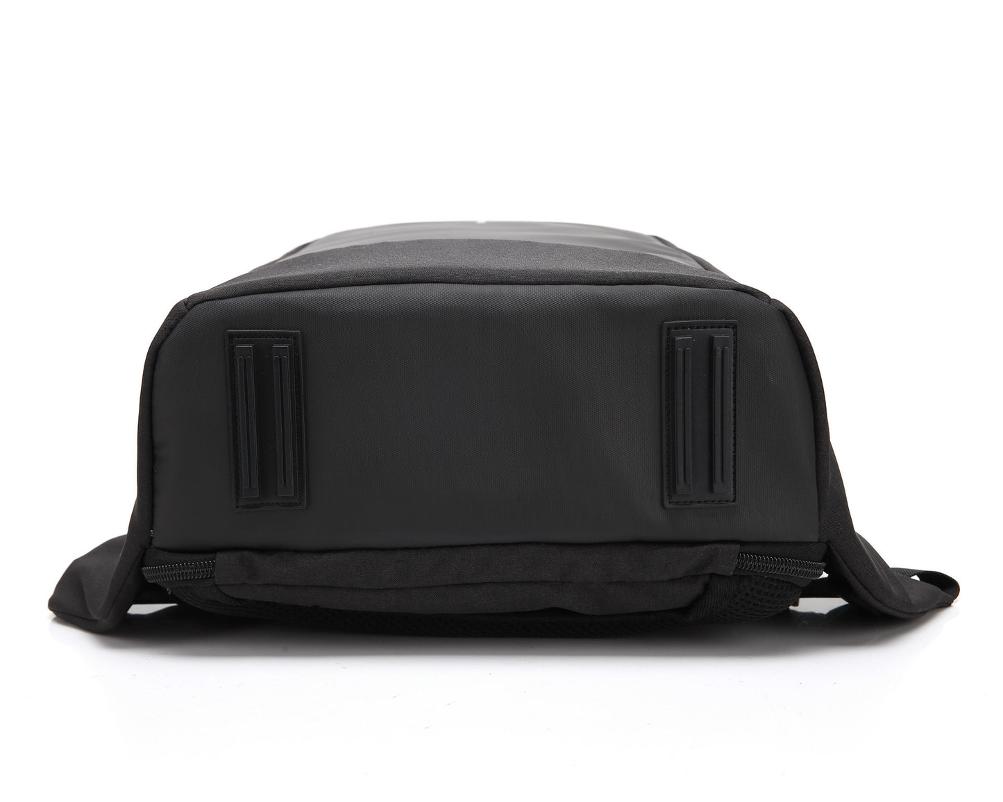 Black backpack on a white background