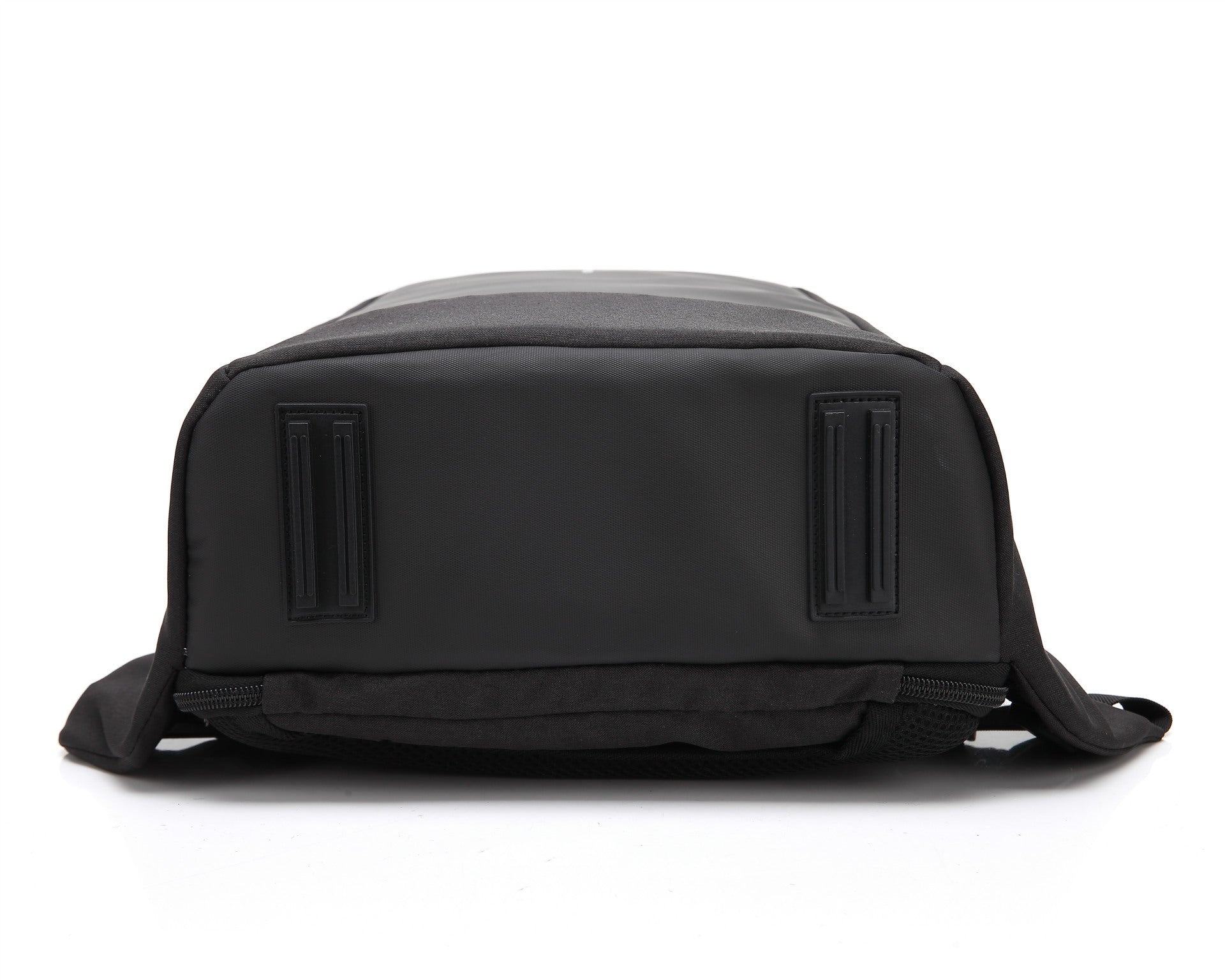 Black backpack on a white background