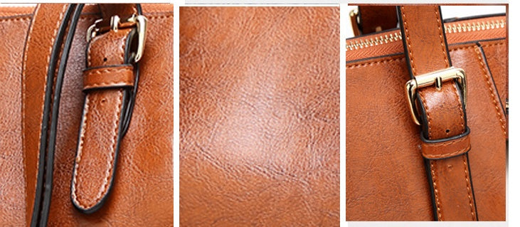 ShineCraft – Elegant Waxed Leather Tote Bag