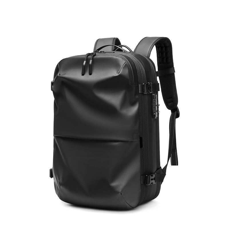 Black backpack on a white background