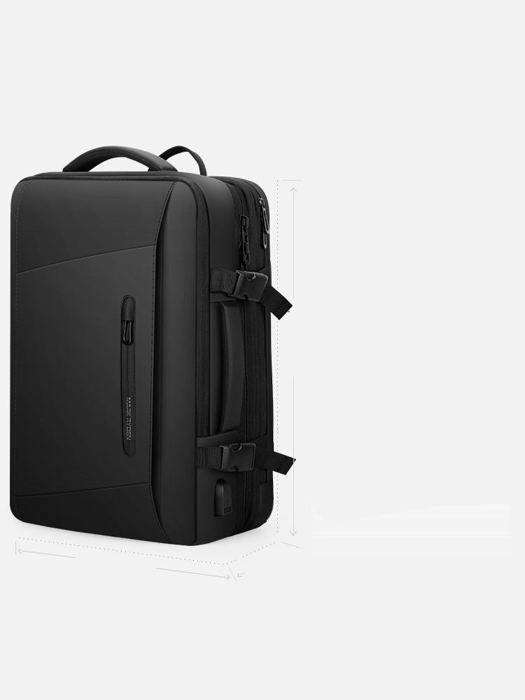 Black backpack on a white background